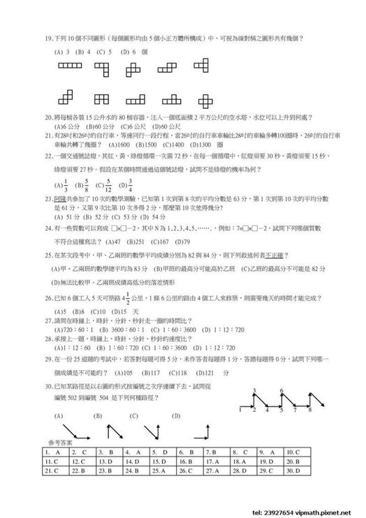 私中  國中補習班 國小補習班 【歷屆會考特招題目答案下載】