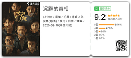 沉默的真相豆瓣9.2分(截至0925)