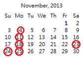 2013-11 月曆