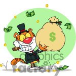 1338018-1135-Cartoon-Character-Animal-Happy-Tiger-%E8eeps-%C7-Bag-Of-Dollars