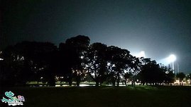 Cricket ground was so bright in the dark night