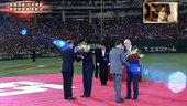 王貞治、衣笠祥雄獻花給松井秀喜和長嶋茂雄