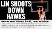 NYPOST頭條 林書豪 LIN SHOOTS DOWN HAWKS 2012.02.22