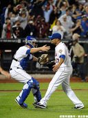 Johan Santana 與捕手慶賀勝利