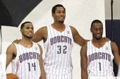 #14 D. J. Augustin #32 Boris Diaw #1 Kemba Walker