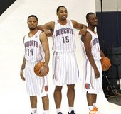 #14 D. J. Augustin #15 Gerald Henderson #1 Kemba Walker