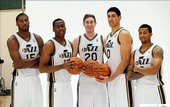 Alec Burks, Derrick Favors, Gordon Hayward, Enes Kanter, Trey Burke