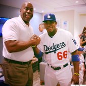 道奇隊超級新秀Yasiel Puig與魔術強森