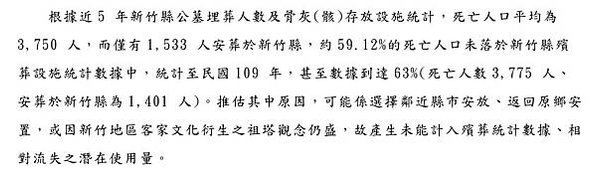 新竹縣合法納骨塔+墓園/關西鎮第九示範公墓/民政處統計，新竹