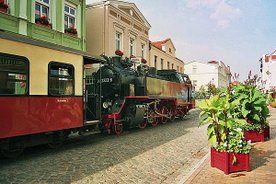 The Molli steam train in Bad Doberan(併用軌)