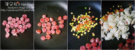 香腸馬鈴薯泥。作法