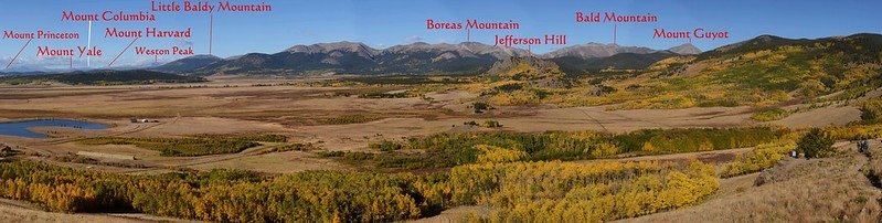 Looking southwest at mountains from Colorado Trail near 10,059 ft.