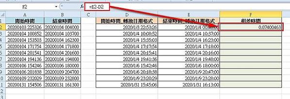 【Excel2010版-函數】計算相差時間(時、分、秒)-D