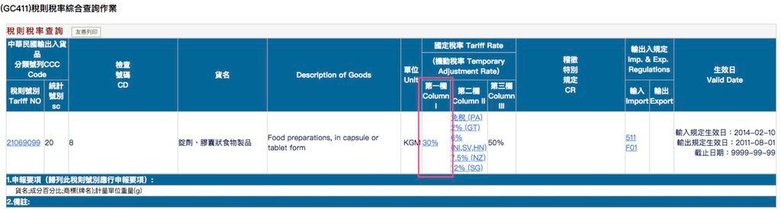 稅則稅率綜合查詢作業-iherb關稅查詢