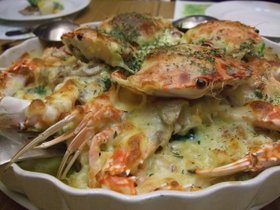海鮮焗麵。螃蟹肉好甜！