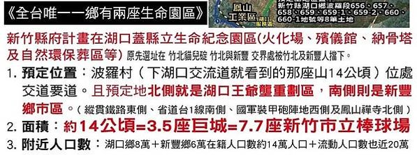 反對建立湖口生命園區-新竹縣政府預計在湖口鄉興建全台最大的生