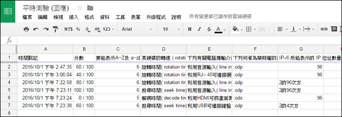 用Goole表單來設計線上測驗卷並且評分