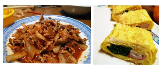 20100305-泡菜豬肉+菠菜蟹肉厚蛋燒.jpg