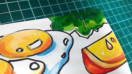 廣告顏料&amp;金蔥水彩 早餐4