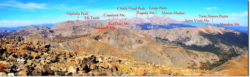 View north into Rocky Mountains from the summit of Mount Audubon 2-1