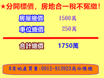 分開標價，房地合一稅不冤繳