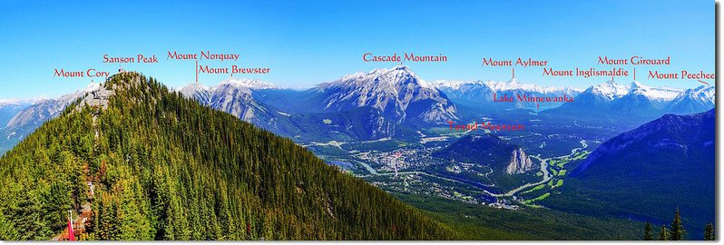 From Banff Gondola Upper Terminal facing North at mountains 1