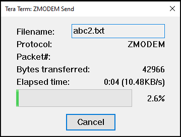 透過 Tera Term MODEM 傳輸資料