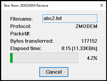 透過 Tera Term MODEM 傳輸資料