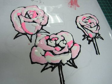 玻璃彩繪貼 玫瑰花4