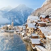 奧地利哈修塔特 (Austria Hallstatt)冬季雪景照片