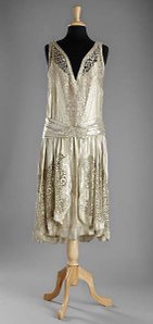 1920s cream and gold lame evening dress