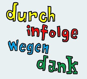 durch infolge wegen dank
