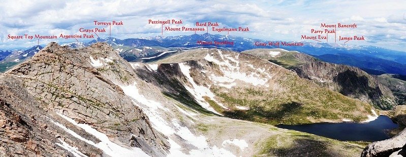 Looking northwest at mountains from Mount Evans&apos; summit 1-1