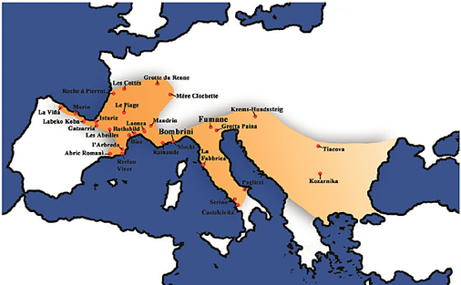 Geographical distribution of the Protoaurignacian