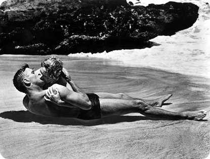 Burt Lancaster and Deborah Kerr, shown here in a famous scene still from the 1953 Academy Award®-winning film &quot;From Here to Eternity,&quot; both received Oscar® nominations for their roles in the film. Lancaster was nominated in the Best Actor category for his portrayal of Sgt. Milton Warden while Kerr received a Best Actress nomination for her role of &quot;Karen Holmes.&quot; The film received 13 nominations in total and won eight Oscars® including Best Picture. Restored by Nick &amp; jane for Dr. Macro&apos;s High Quality Movie Scans Website: http:www.doctormacro.com. Enjoy!