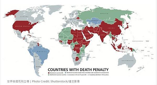 目前全球有55個國家，仍然保留並執行死刑-全球有139個國家