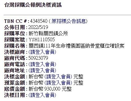 新竹縣合法納骨塔+墓園/關西鎮第九示範公墓/民政處統計，新竹