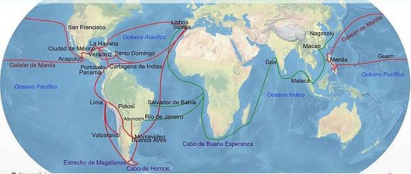 西班牙珍寶船隊+馬尼拉郵船1565年至1815年期間，航行於