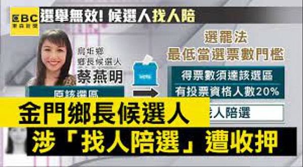 「虛偽陪選」找人陪選/無黨籍的金門縣烏坵鄉長蔡燕明去年底參選