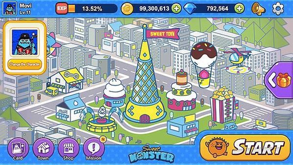 【圖2】「SWEET MONSTER GUARDIANS」遊戲背景設定在一個奇幻宇宙，甜心怪獸是傳遞幸福的使者，牠們聯手保護城鎮，抵禦未知的外來威脅