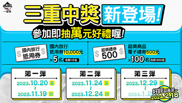 【圖說】即日起推出限時三重中獎活動回饋喜愛一番賞粉絲們。