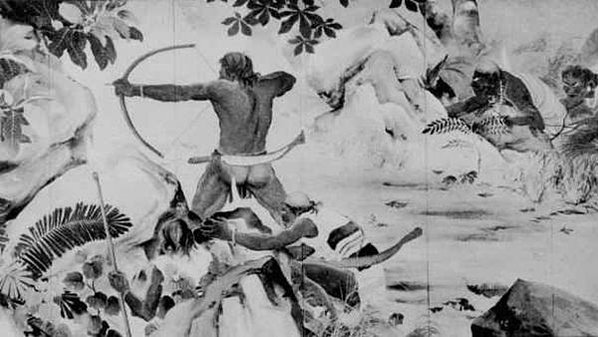 1935 出草+鹽月桃甫  蕃人舞踏圖/19 世紀末清朝官員