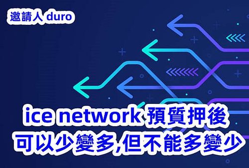 ice network 預質押只能以少變多,不能以多變少