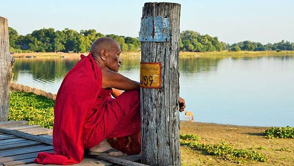 U-Bein Bridge and the older monk