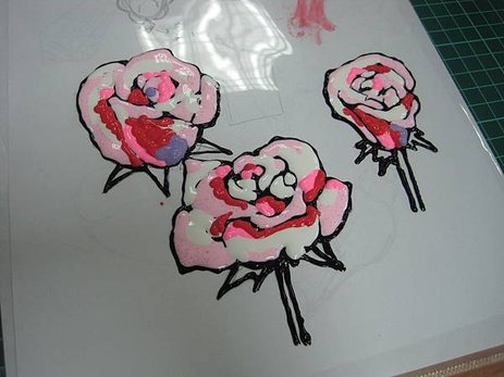 玻璃彩繪貼 玫瑰花5