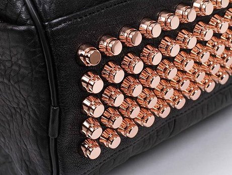 ALEXANDER WANG Rocco Black Pebbled Lamb With Rose Gold4