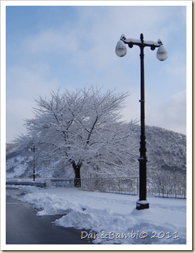 冬天下雪的展望台