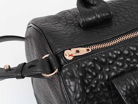 ALEXANDER WANG Rocco Black Pebbled Lamb With Rose Gold2