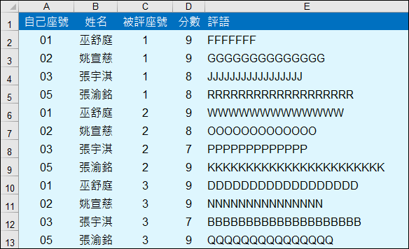 運用Google表單填答進行同儕互評