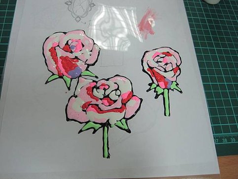 玻璃彩繪貼 玫瑰花6
